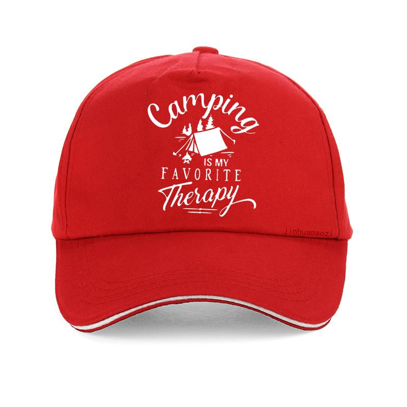 Camping Is My Favorite Therapy Quotes Funny Unisex Baseball Cap Summer Men Women Outdoors Hat