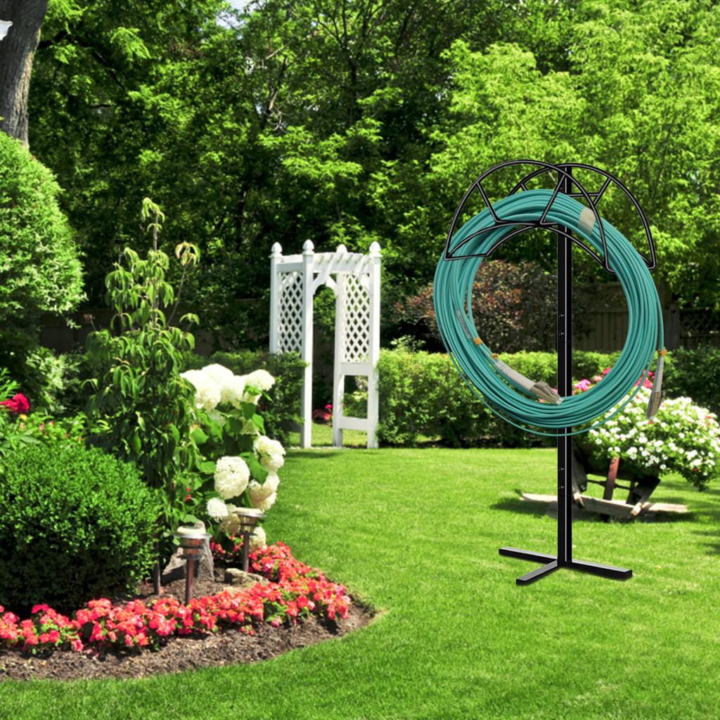 Garden Hose Holder Heavy Duty Garden Hose Stand Freestanding Hose Storage Stand Rack For Garden Patio Lawn Yard Backyard Black