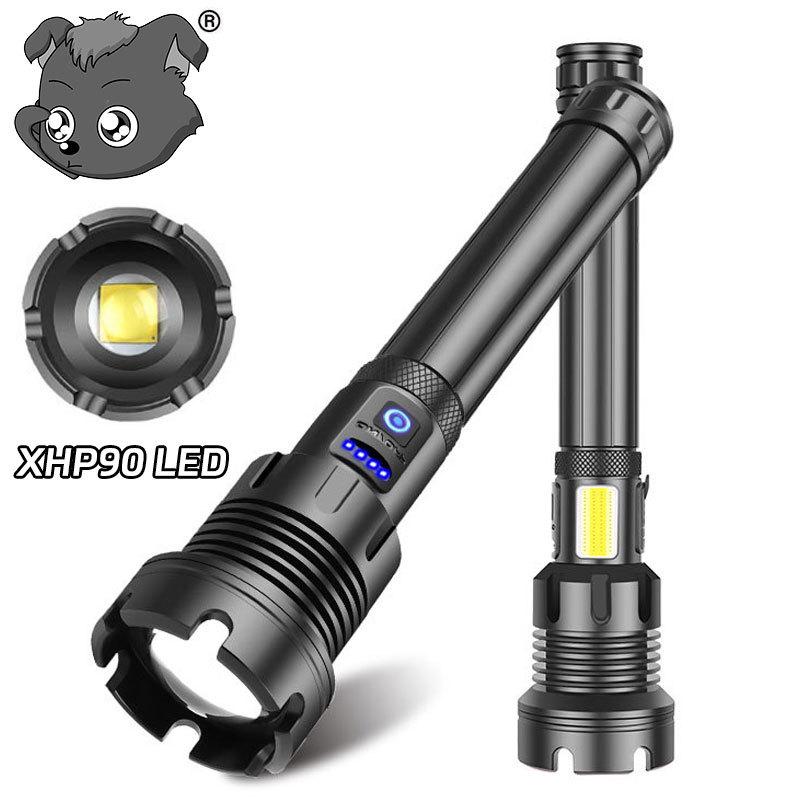 XHP90 Explosion-Proof Rechargeable LED Flashlight: Super Bright, Waterproof, Telescopic Zoom, Aluminum Alloy, Handheld Light for Outdoor Use.