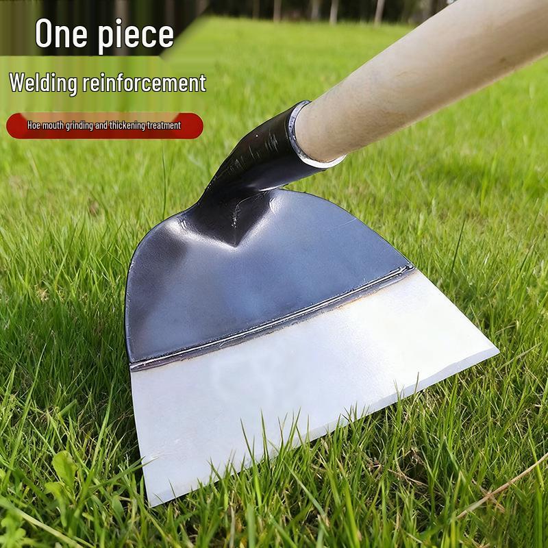 Motyka z długim trzonkiem ze stali manganowej: Idealny do pielenia, kopania i spulchniania gleby - Całkowicie stalowe, pogrubione narzędzie rolnicze do użytku na zewnątrz.