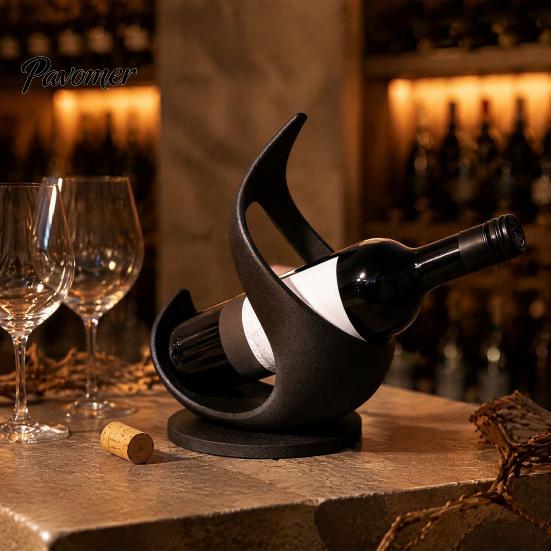 Modern Wine Rack 3D Printed Flame Bottle Holder, Sculptural for Holder Home Bar, Decorative Tabletop Storage Stand, Creative Gift Organizer