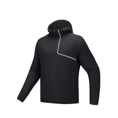 Running Series Solid Color Zip Hooded Comfortable Breathable Versatile Casual Windbreaker Men Outerwear Black 952515604-5