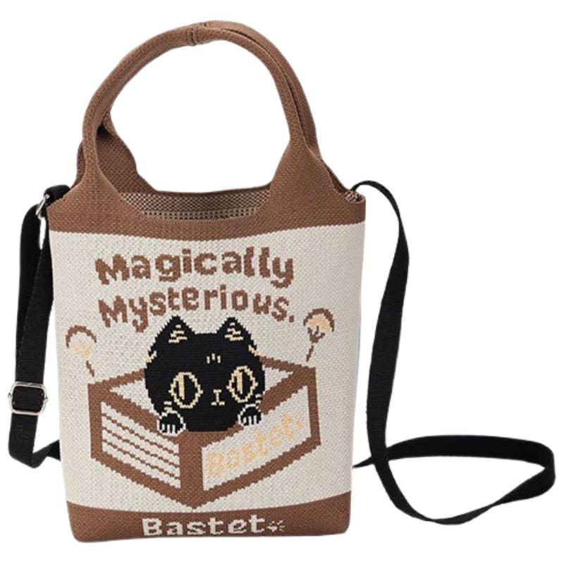 British Museum Bastet Cat Knitted Jacquard Shoulder Bag