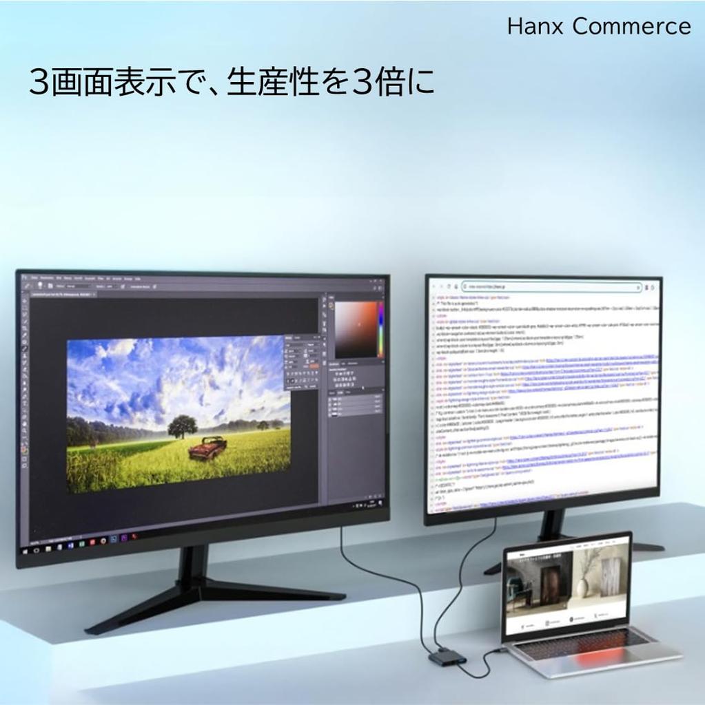 USB To HDMI Dual Display Compatible Docking Station with HDMI 4K Dual PD 60W Fast and USB Data Supports 3 by Hanx Commerce Type-C 4-in-1 1.4 Ports,