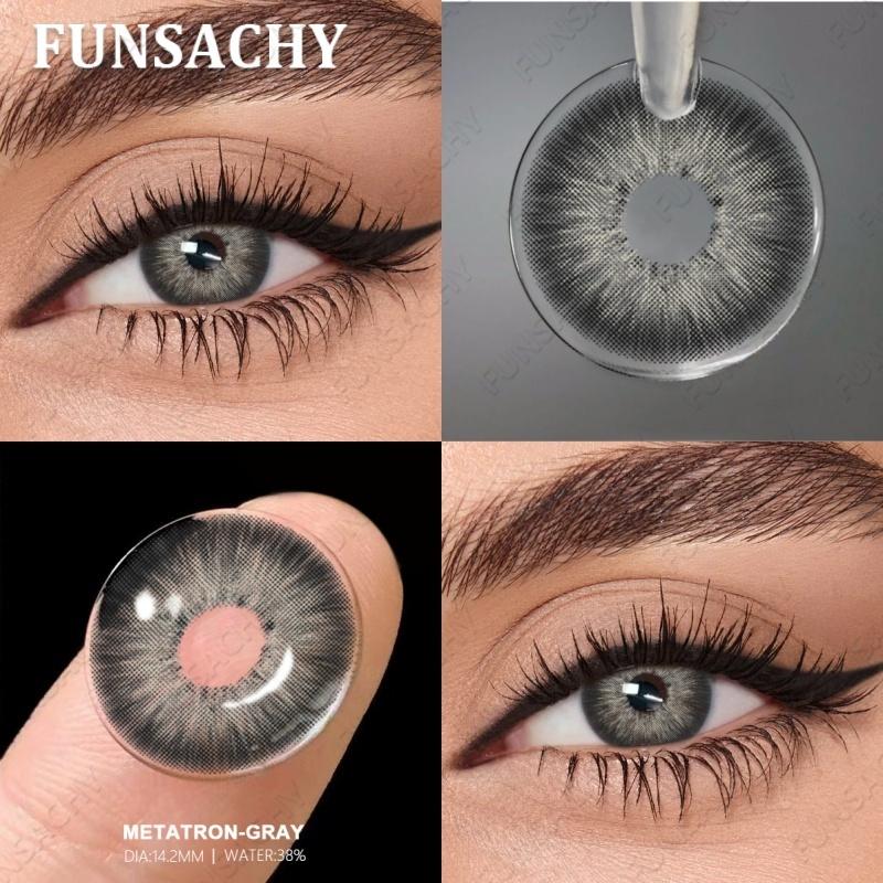 FUNSACHY 1 Pair Gray Color Contact Lenses Brown Natural Lens for Eyes Green Fashion Beauty Pupils Yearly Eye Makeup Accessories