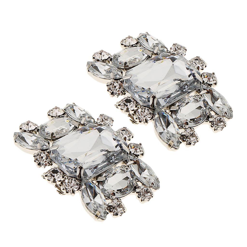 2 Pack Fashion Rhinestone Shoes Shoe Decoration Charms Flowers Crystals Wedding Party Clips