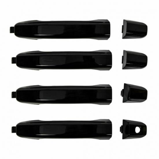 Gloss Black Outside Set of 4 Door Handle Fit 14-19 Chevrolet Silverado 1500 2500