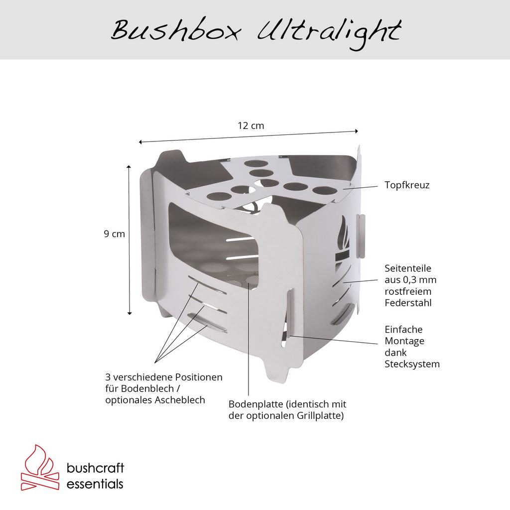 Bushbox Ultralight Outdoor Pocket Stove (Campfire Grill/Cooker)