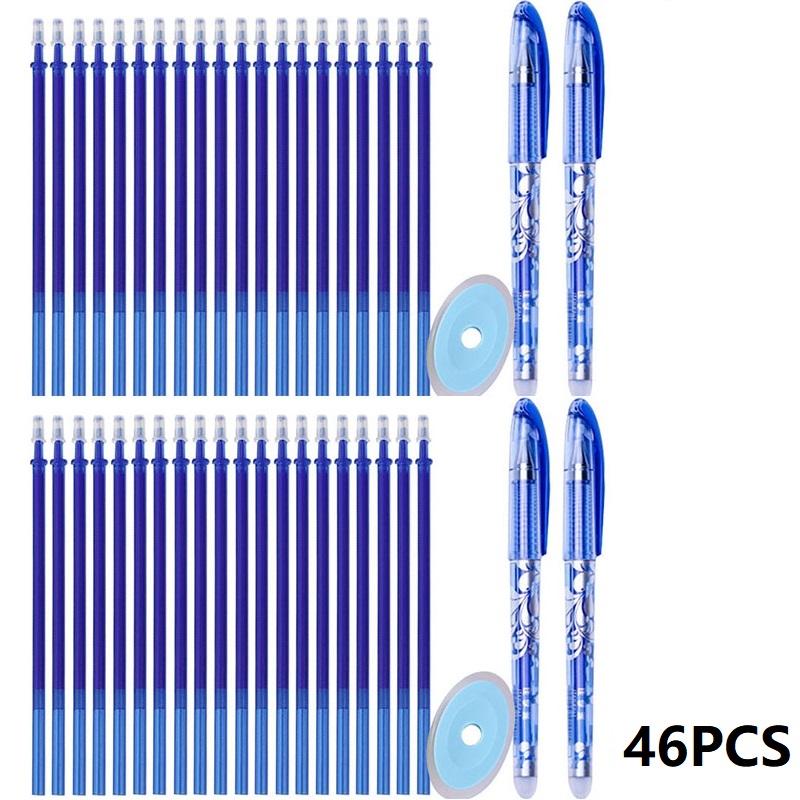 

46 шт. Стираемые ручки для начальной школы, моющиеся стержни, синие моющиеся гелевые ручки, тонкие ручки, черные SB50 0.5MM