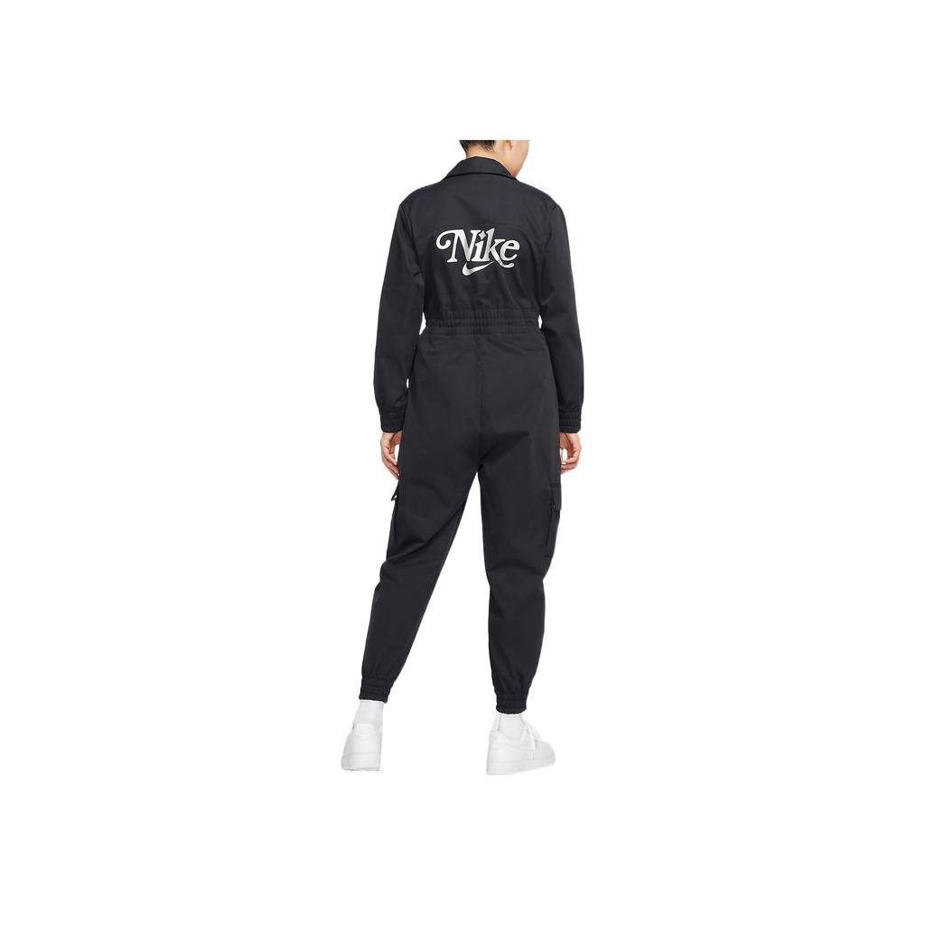 Nike Sportswear Print Back Letter Zip-Up Collared Bodysuit Women Bodysuit Black FB1917-010