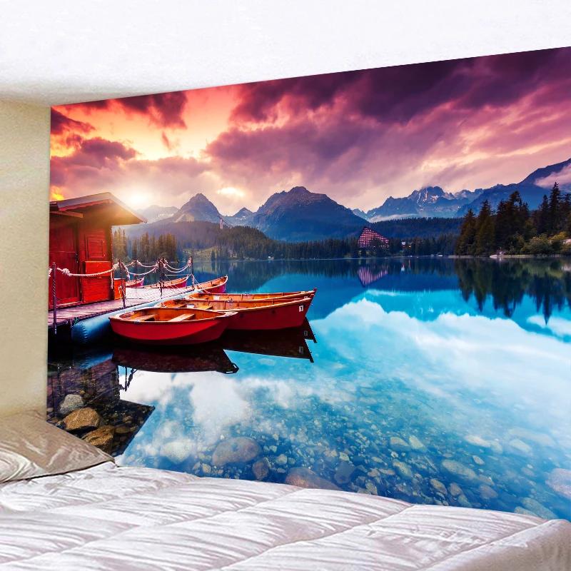 

Aesthetic Scenery Tapestry Sunset Mountain Nature Landscape Garden Tapestry Wall Hanging for Living Room Bedroom Home Decoration 74x94cm(29x37in)