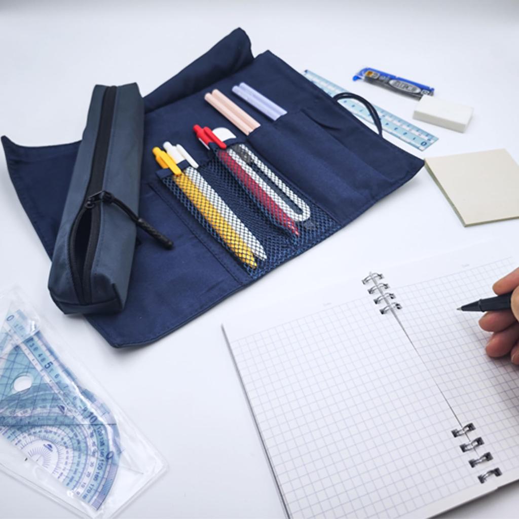 GODCHI Pencil Case with Stylish and with Simple Convenient Popular for and High School Girls and Boys 2-in-1 Scroll-Style Handle, Compact, Pockets,