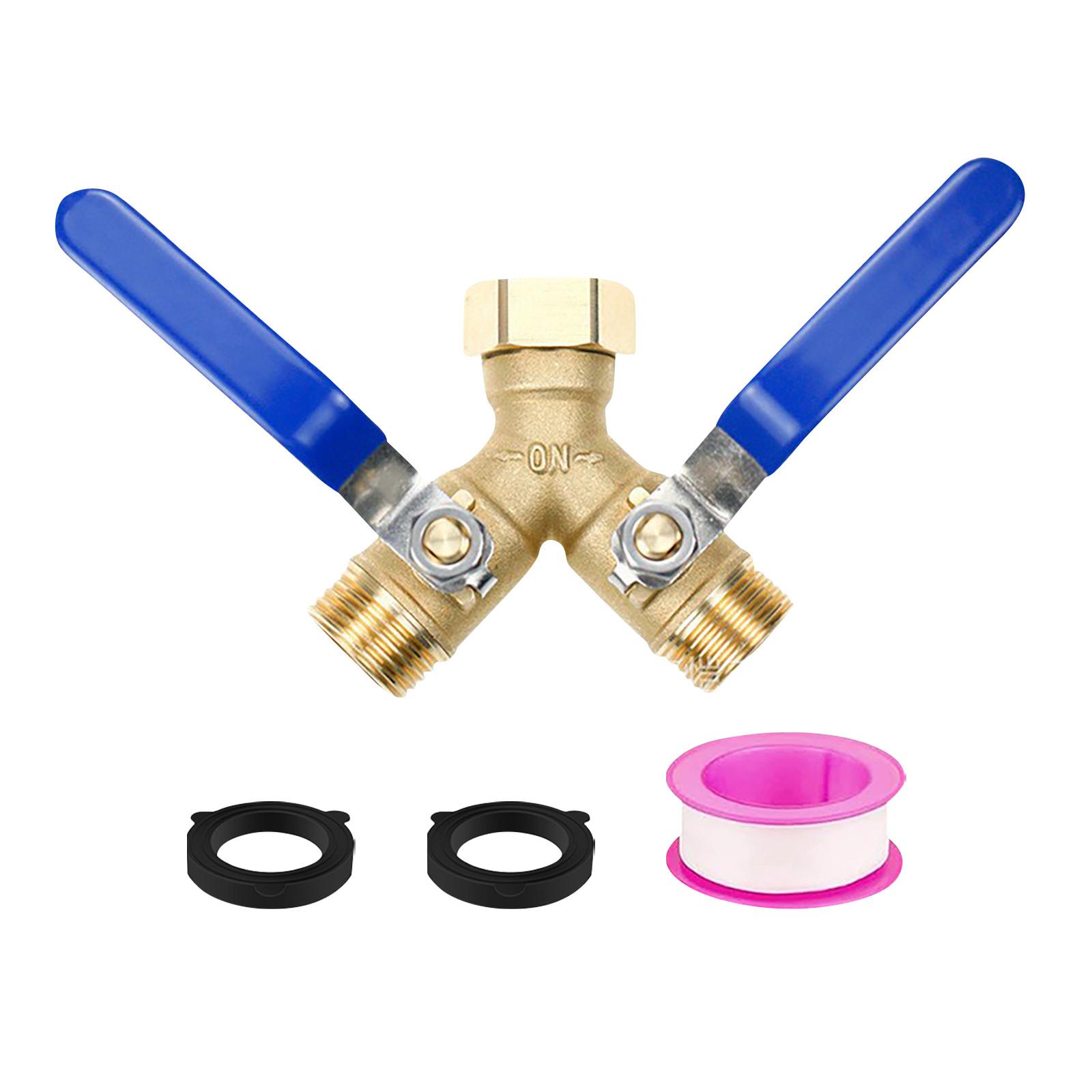 

Brass Garden Hose Splitter With Long Handle Washing Machine Hose Connector One Size синий