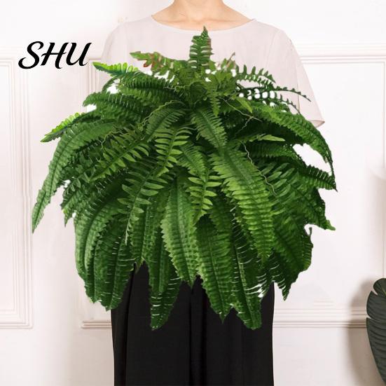 Realistic Faux Fern 1 Set Artificial UV Resistant Home Office Wedding Greenery Eco-friendly Indoor Outdoor Garden Yard Plastic Plants Fake Leaves