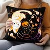 1pc Halloween Black And White Cat Pumpkin Pattern Double-Sided Printed Pillowcase, Soft Comfortable Home Decor Cushion Cover, with Zipper Closure, Mac