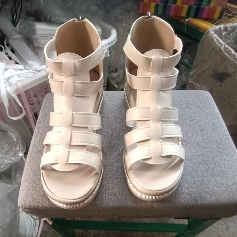 2024 Summer Women's Shoes Fashion Solid Color Multi Strap Combination Thick Bottom Zipper Water Diamond Design Cool Slippers
