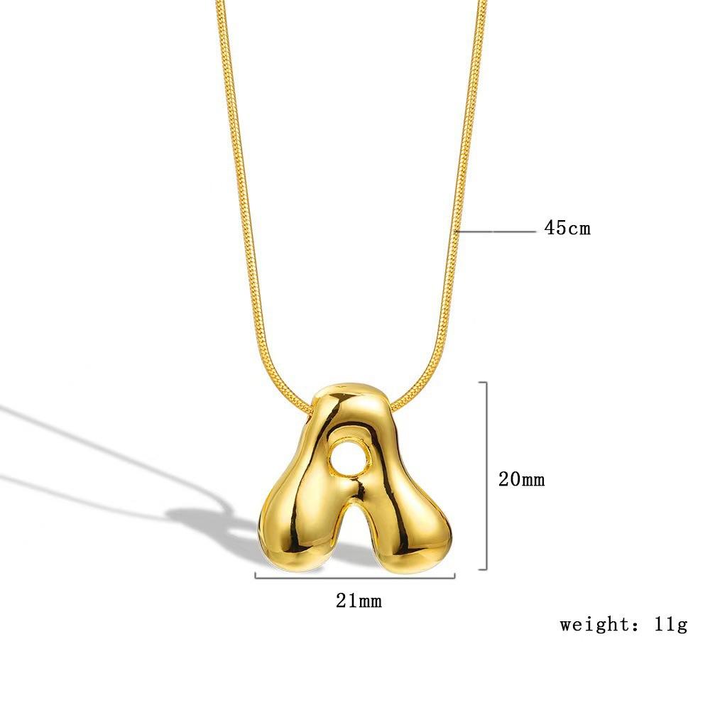[9.30% off from 10 pieces] Balloon bubble chubby 26-letter necklace bare body simple pendant