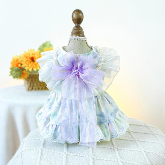 

Платье принцессы для собак Yousheng с кнопками, которые легко надевать и снимать, элегантные банты, пышное платье для домашних животных для повседневной носки, фотосъемки на открытом воздухе, путешествий