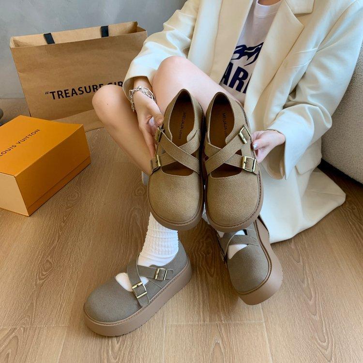 Muffin platform Boken shoes women's shoes 2025 new spring and autumn retro fashion Mary Jane single shoes Boken loafers