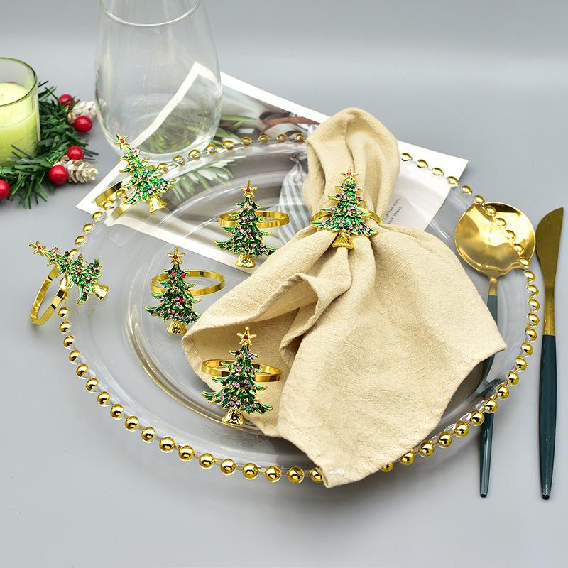 Christmas Tree Napkin Ring Holder Festive Dining Accessories for Upscale Restaurant Table Decor Holiday Party Supplies