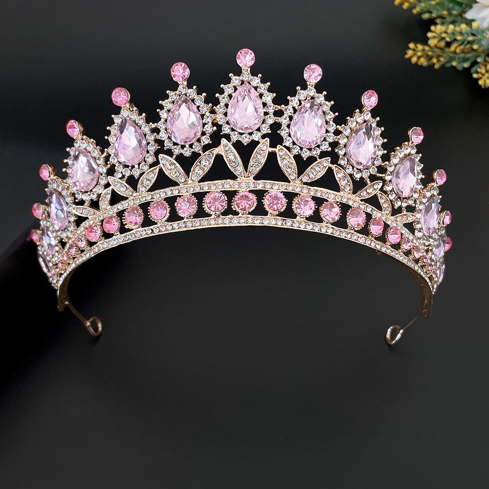 Bridal Crown Baroque Drop Diamond Princess Crown Performance Birthday Tiara Wedding Dress Accessories