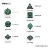 7 Pcs Black Green Skull Metal Dice Solid Metal Polyhedral Dice Set Suitable for Role-Playing RPG Board Game Card Game