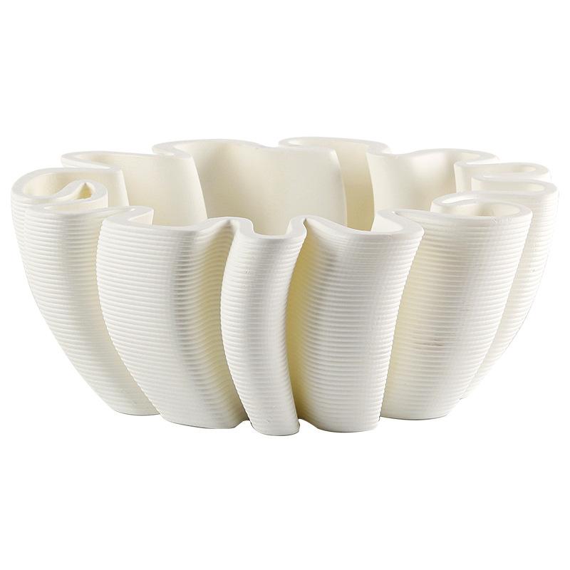 Resin Handicrafts Geometric Striped Wrinkled Fruit Plate Desktop Storage Container Tray Home Decoration Accessories