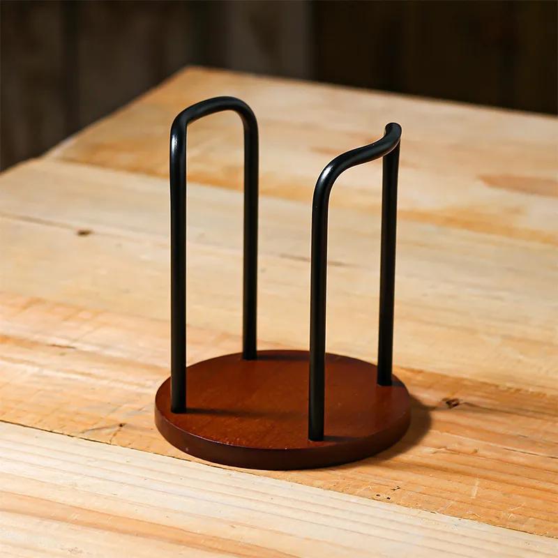 

Металлический держатель для бумажных стаканчиков с деревянным дном, многофункциональная настольная стойка для хранения чашек, органайзер-подставка для демонстрации кружек, кухонный аксессуар