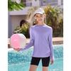 CHARMLEAKS Rash Guard for Girls Long Sleeve Swim Shirt UPF 50+ Sun Protection Teen Girls Swimsuit Athletic Shirts 7-16Y