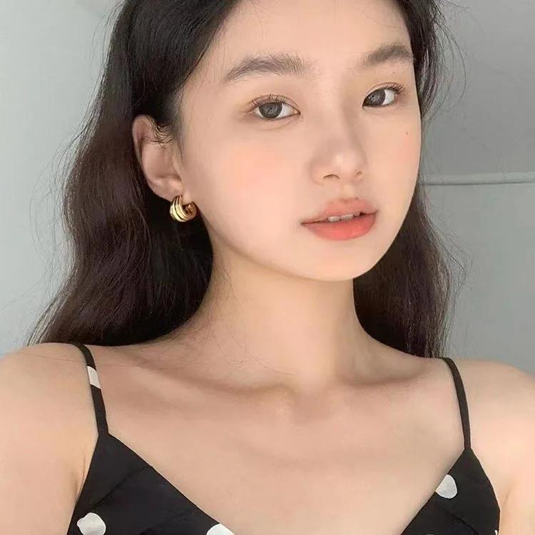 PONYKISS S Sterling Silver Needle 18k Gold Round Huggies Earrings for Women Classic Fashion  Geometric Accessories