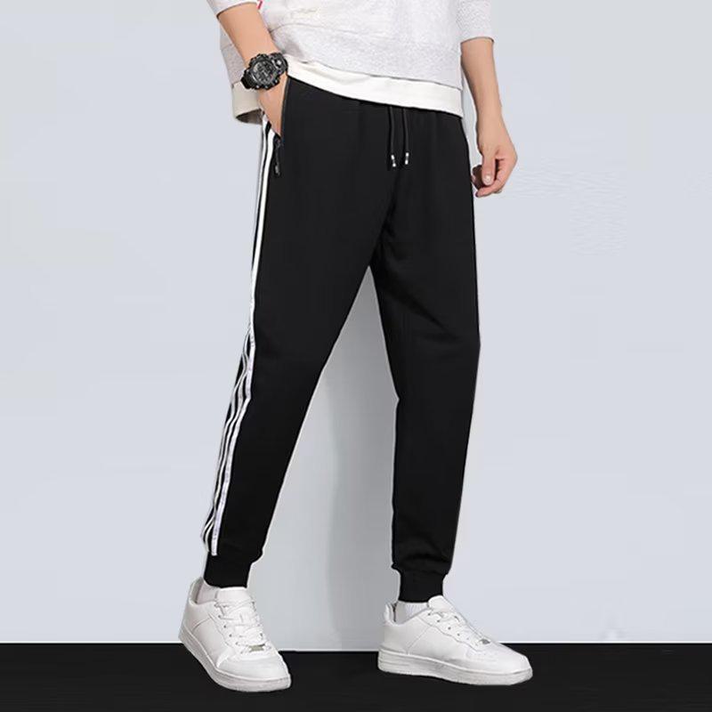 Pantaloni Sportivi Casual da Uomo a Tre Strisce Primavera/Estate: Vestibilità comoda, Gamba dritta, Alla moda, Versatile, Taglia grande.