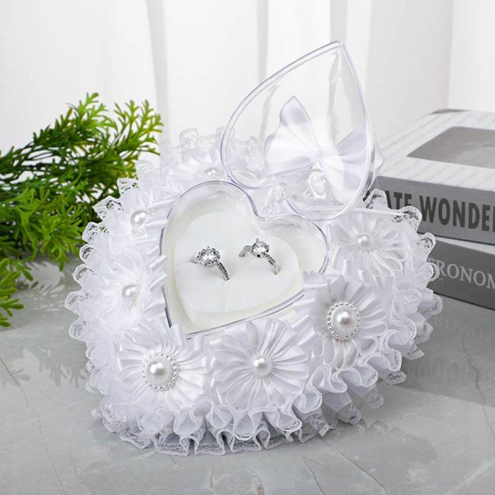 Flower Decorated Heart Shaped Ring Box Luxury Wedding Ring Box Ring Bearer Box  Proposal Event