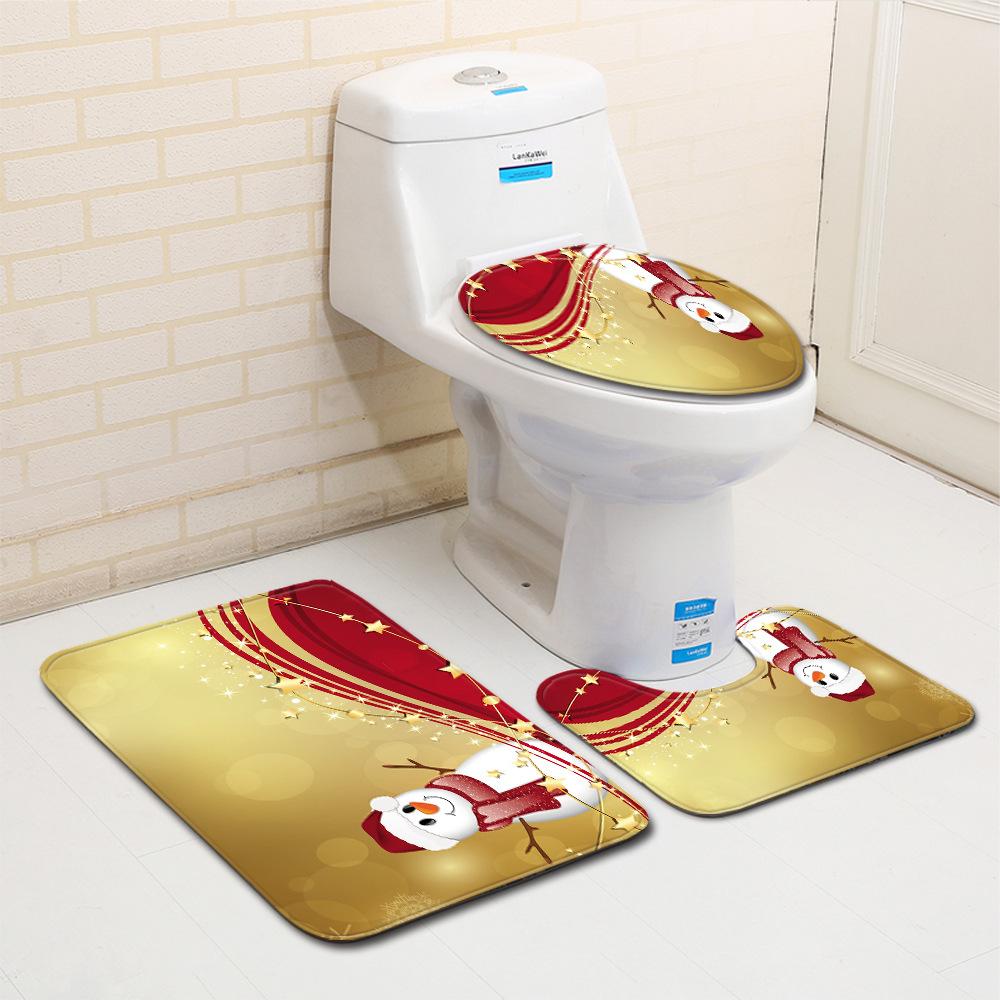 Christmas Bathroom Floor Mat Toilet Three-Piece Set