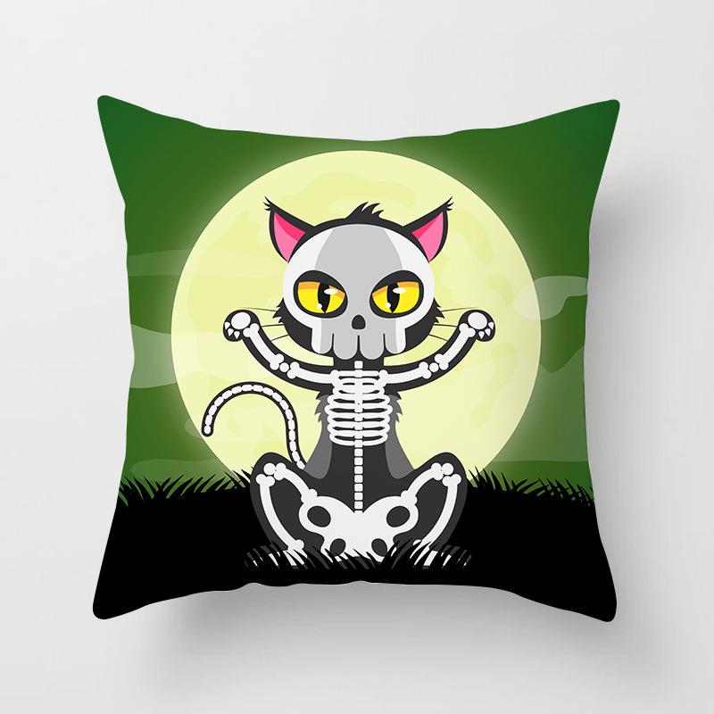 Halloween Pillow with Graffiti Letters Printed Peach Skin Home Cushion Cover Sofa Living Room Cushion Cover