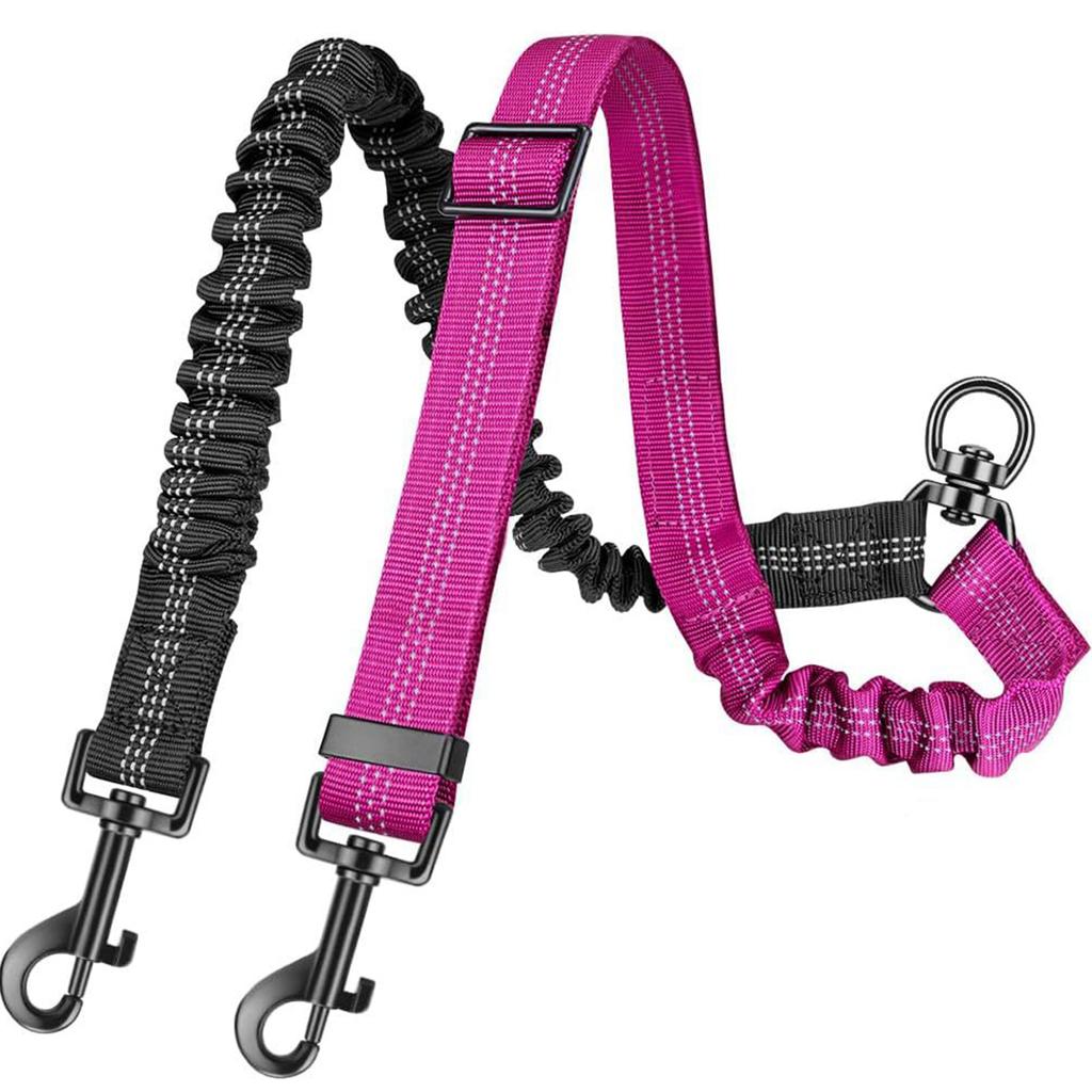 1.6ft Long Dual Dog Leash Attachment - Double Leashes for Training Small To Large Dogs - Adjustable Strap Shock Absorbing Bungee