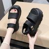 Fashion 8CM Women Leisure Chunky Sandals Peep Toe High Heels New Gladiator Slippers Woman Fashion Trendy Summer Platform Beach Sandals