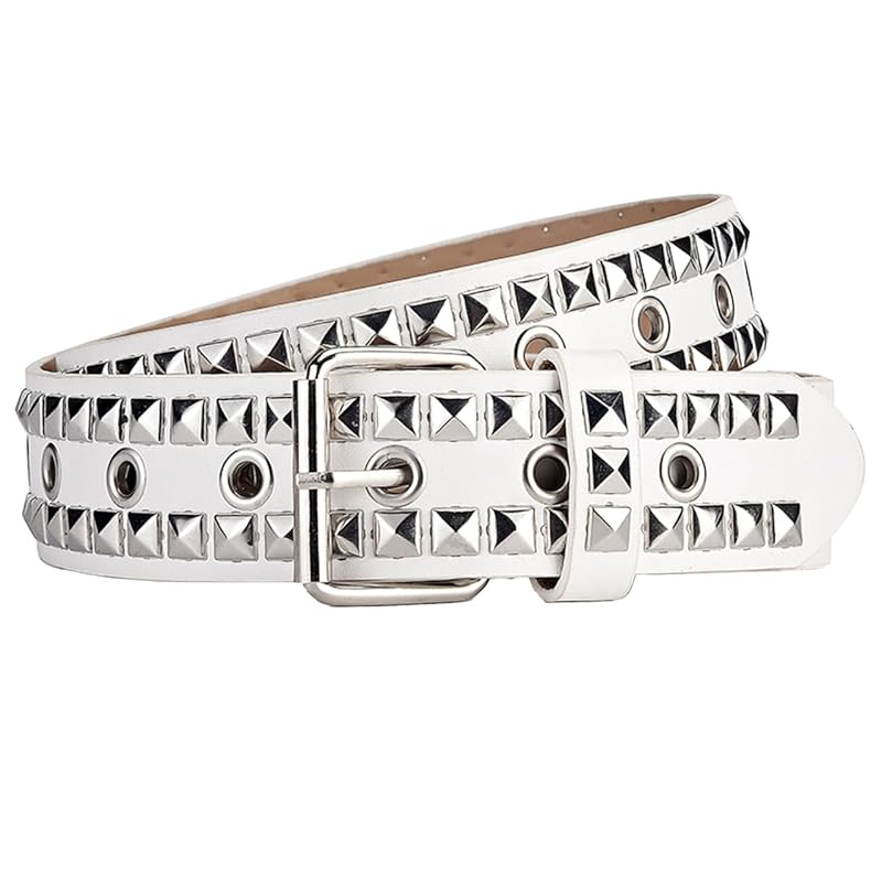 

[White Fang] studs belt Fashionable fashion casual street men s ladies BTA274 (white)