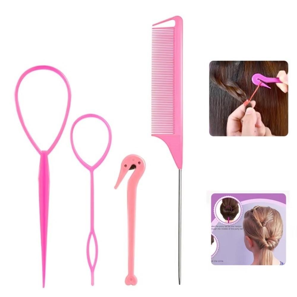 4pcs/set Mouse Tail Comb French Braid Tool Hair Knitting Tools Quick Styling