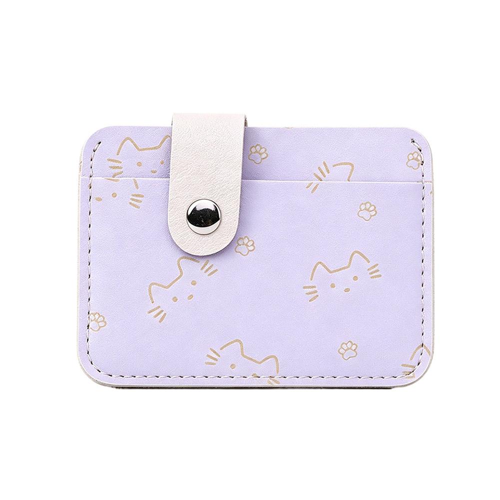 Cute Cartoon Cat Credit Card Holder Small Wallet Women, Slim Coin Pocket Pu Leather Compact Cash Wallet, Thin Travel Card Case