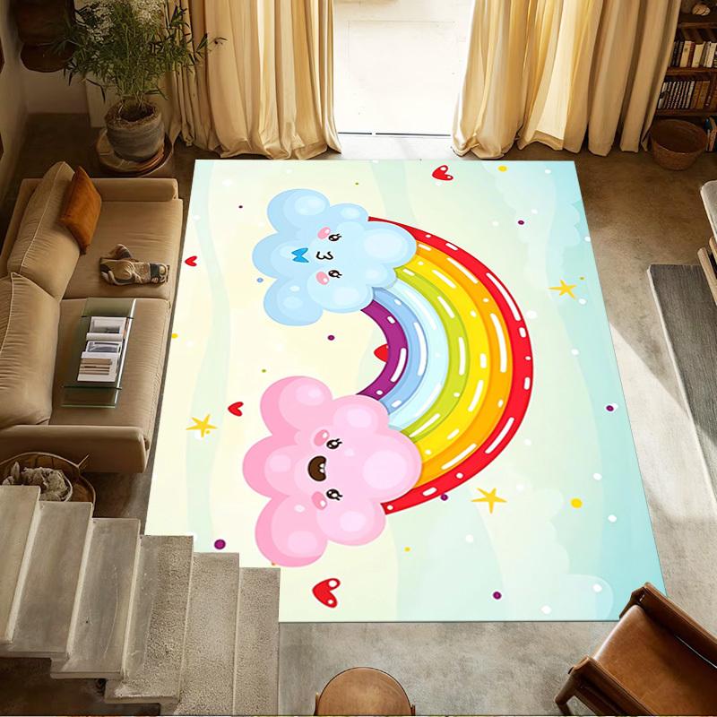 rainbow cloud Crystal Velvet chair mat Area Rug - Non-Slip, Floor Mat, Office Desk Chair Rugs, Bedroom Decor.Christmas Gift-1106171
