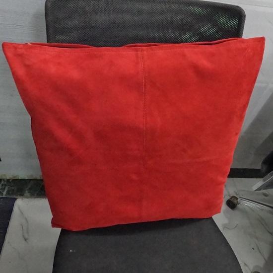 NOORA Genuine Lambskin Red Suede Leather Cushion Cover, Dining Cushion, Leather Car Seat Cover, Leather Throw Case, Gift Pillow Case