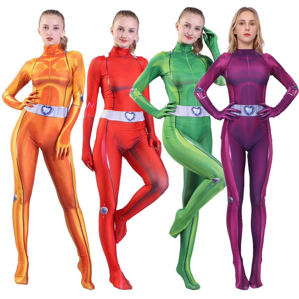 Women Cosplay Bodysuit Anime Clover Ewing Jumpsuits for Adult Halloween Party Samantha Simpson Alexandra Costume