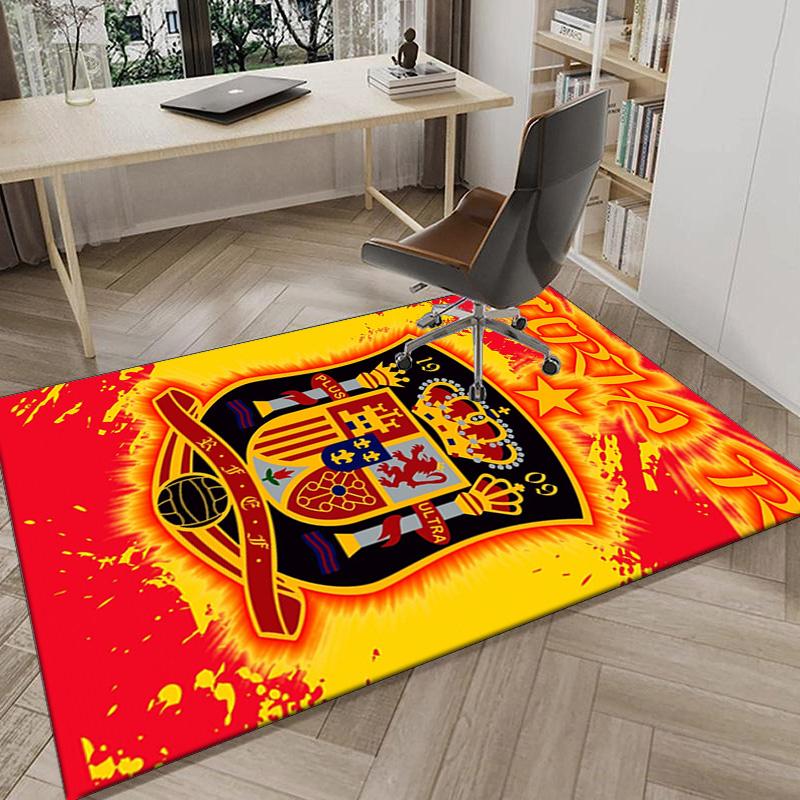 Spanien FC Wappen Bedruckter Teppich für Büro, Stuhlunterlage, Dekorativer Teppich Bodenmatte, Große Größe Fan Geschenke Weihnachtsgeschenke
