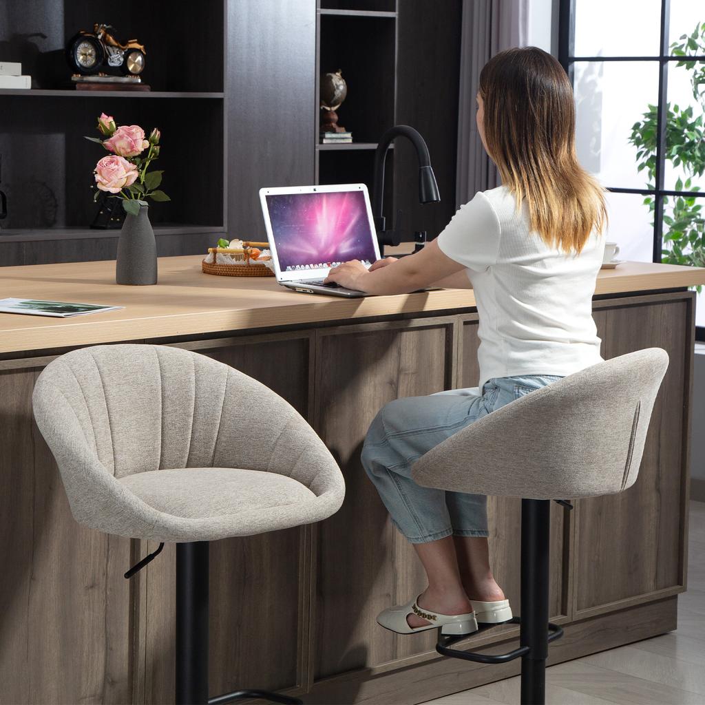Bar Stools Set of 2 Swivel Bar Chair with Armrests and Backrest for Kitchen