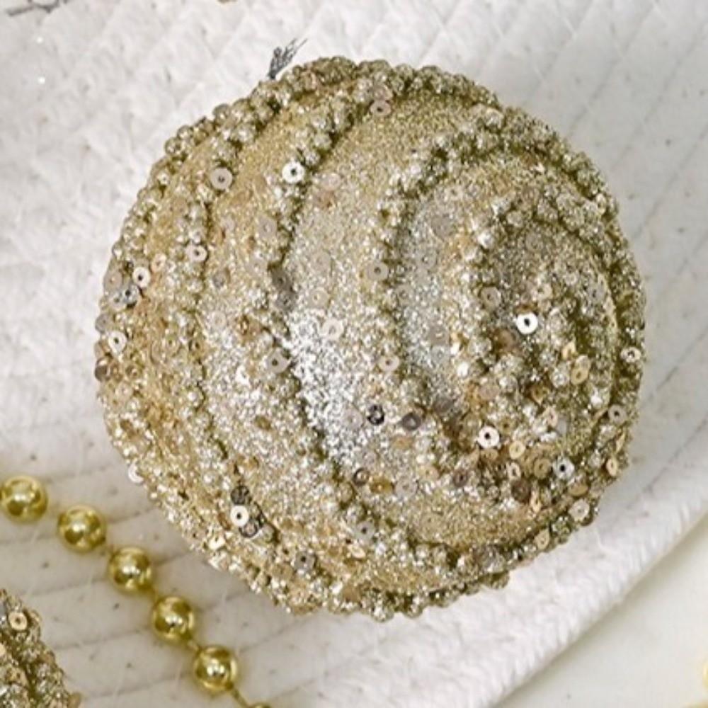 8cm Christmas Hanging Balls Foam Shatterproof Christmas Spheres Pendant Champagne Christmas Tree Ornaments Festive Party Decor