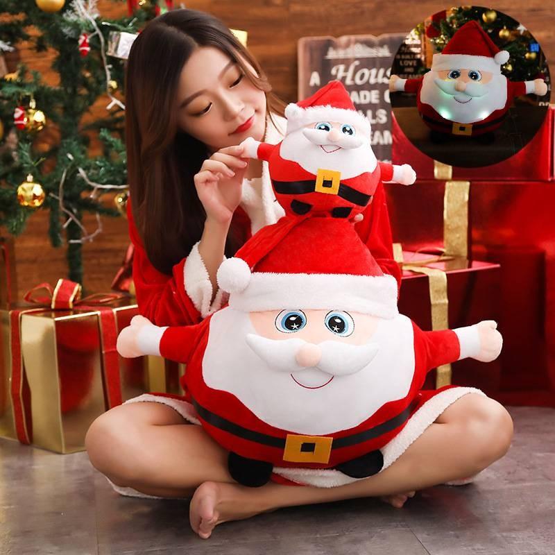 Singing Santa Glowing Claus Plush Toys Cute Dolls Cartoon Kids Gifts Birthday