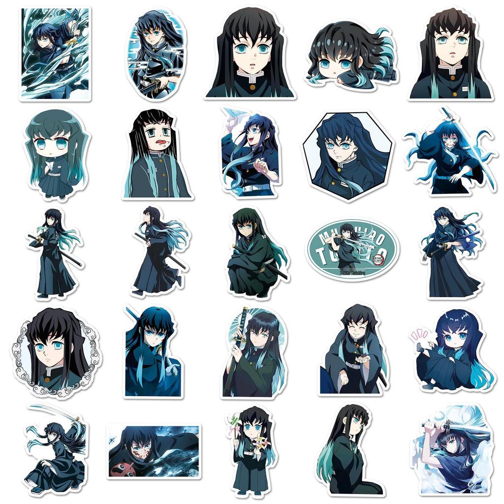 50 Tokito Muichiro Demon Slayer Anime Character Waterproof Stickers for Suitcase & Journal Decor.