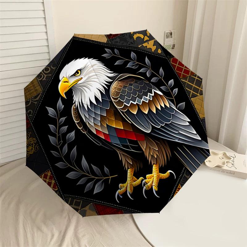 

1PC Eagle Leaf Automatic Open/Close Umbrella with Windproof, 8-Rib Sturdy Canopy, Durable Ribs, Fashionable Design, Outdoor Accessory, Fun Prin, Holid