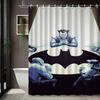 Batman & Harley Quinn Monochrome City Waterproof Shower Curtain, Superhero Bathroom Decor For Fans