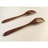 KXLCGYK Set of 2 Lightweight Wooden Forks, 18.8cm, Lacquered, Dinner/Pasta Forks, Wood Grain Finish, Wooden Cutlery